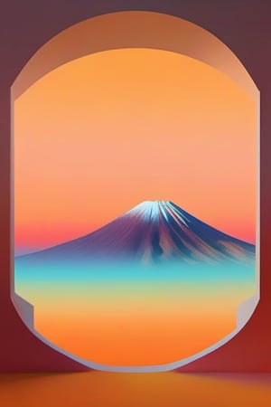 Dopamine Color, no humans, sunset, orange sky, mountain, sun, sky, scenery, outdoors, yellow sky, gradient sky, mount fuji