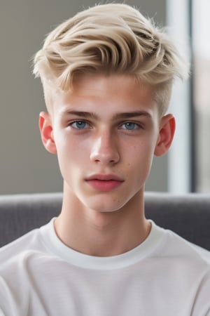 a 18 years old handsome cute blond boy, at home, sharp focus, finely detailed eyes and face, short hair, fade haircut, male_only, sharp skin, masterpiece, photorealistic, ultra-detailed, fine skin detail, best, super fine, best quality, ultra highres, 8k, RAW photo, cute blond boy,