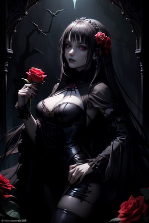 gothic woman with black hair and a rose in her hand, gothic art style, in style of dark fantasy art, gothic art, gothic romance, gothic fantasy art, gothic maiden, dark fantasy style art, gothic girl, gothic, goth woman, style of charlie bowater, dark beauty, gothic fantasy, in style of charlie bowater, gothic maiden of the dark