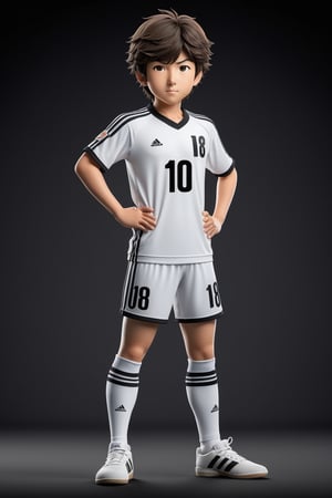 ((full body)) body_marking, high resolution mascot character of cute and cuddly Shun Nitta from Captain Tsubasa series, masterpiece artwork, white accent, detailed face features, subtle gradients, extremely detailed, photorealistic, 8k, centered, perfect symmetrical, studio photography, muted color scheme, made with adobe illustrator, solid dark background 