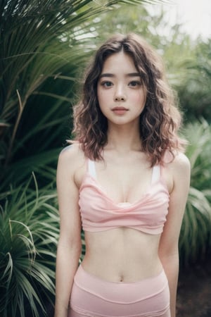 Photo of a hyperdetailed, ((Beautiful taiwan young girl with long and big wavy hair)), [jungle|field], Stars in the sky, soft focus, dmt, film grain, Canon RF, F/2.8, ((nsfw)), ((sexy tshirt and pink yogapants)), ((cameltoe)), (()), (((nipslip))), 