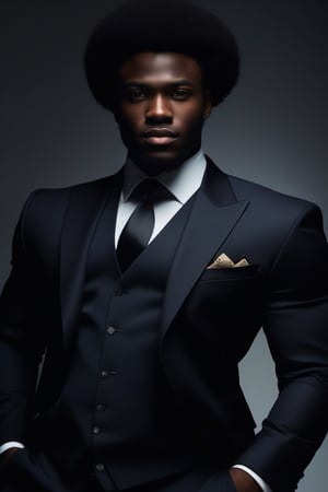 A stunning intricate full color portrait full body of black male, wearing a black official suit, epic character composition, albi, nina masic, sharp focus, natural lighting, subsurface scattering, f2, 35mm, film grain,