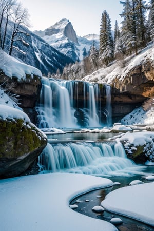 [1] A mesmerizing frozen cascade: a majestic waterfall cascading down a snowy mountain, creating a breathtaking scene of serene beauty and tranquil stillness.
[2] Witness the harmonious dance of nature's elements as the icy waters gracefully descend the snow-covered cliffs, contrasting against the pure white landscape. The cascading water reflects the pristine surroundings, evoking a sense of untouched wilderness and untamed beauty.
[3] The scene is set in a remote alpine region, where the air is crisp and the silence is only interrupted by the soft sound of water crashing against the icy rocks. Towering mountain peaks surround the area, creating a majestic backdrop that enhances the sense of awe and wonder.
[4] The mood is serene and peaceful, with a touch of exhilaration. The coldness of the winter air adds a refreshing and invigorating feeling to the atmosphere, inviting adventurers and nature enthusiasts to embark on a thrilling hiking expedition through this picturesque wonderland.
[5] Style: Nature Photography
[6] Captured with a high-resolution camera, the photograph showcases the stunning details of the snowy landscape, with the cascading water capturing every glimmer of light. The composition is carefully framed to highlight the grandeur of the mountain and the ethereal beauty of the frozen waterfall, resulting in a truly captivating image.
[7] Negative prompt: Blurry image, overexposed, bad lighting, washed-out colors, lack of detail, low-quality resolution, crooked horizon, distracting elements, poorly framed, distorted perspective, hazy atmosphere, grainy texture, unnatural colors, poorly composed, lack of focus, chaotic composition, distorted waterfall shape, dull and lifeless, cluttered background, harsh shadows, over-saturated colors, lack of depth, uninteresting angle, uninspiring scenery, lack of clarity, lack of dynamism