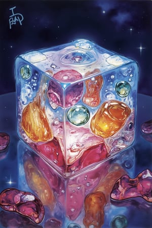 Masterpiece, Best Quality of - a gelatinous cube, also known as an athcoid, was a transparent ooze composed of mindless, gelatinous matter in the shape of a cube. synthbabe penacryl