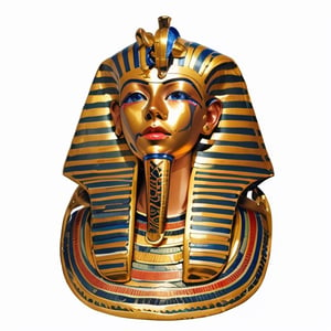 Mask of Tutankhamun, centered, 
watercolor illustration, pencil outlines, highly detailed,
(isolated on a white background),
EpicArt