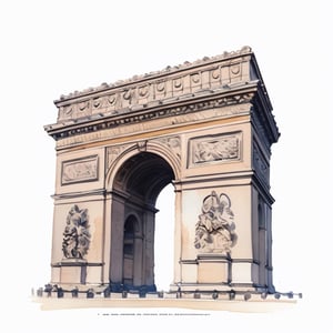 Arcul de Triumf, centered, 
watercolor illustration, pencil outlines, highly detailed,
(isolated on a white background),
EpicArt