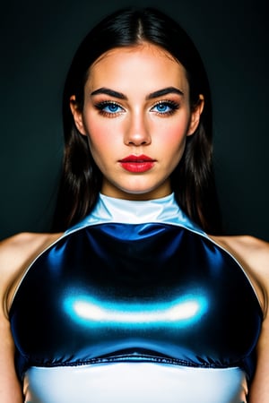 





woman , beautiful perfect face, blue color eyes, fully black hair, pale white skin, sexy marks, perfect, abstract white black background, (white black background:1.1), shiny accessories, best quality, clear texture, details, canon eos 80d photo, very little light makeup, reflective metallic costume, (big-aparted-boobs:1.0), (from below view-shot:1.2), dark blue flowers around, blurry effect, (red blue -flowers-around:1.2)