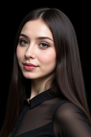  woman 25 years old, long straight hair, thick hair, detailed face, long eyelashes, detailed eyes, red cheeks, glossy skin, elegant woman, healthy skin tone, pretty and beauty woman face marks, pale snow white skin tone, thick hair, blue green eyes, pink cheeks, glossy lips, light white skine tone, 
dress, 
looking aside, 
black background, 
detailed, quality, professional camera photo, spotlight, photo session, dramatic lighting on face,Nayane,dr4in