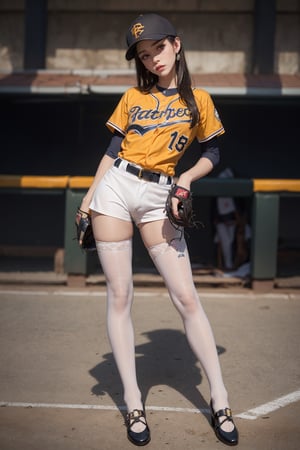 full body shot,feet exposed,exposed pussy,simple background,(Wearing a baseball uniform and a baseball cap and white stockings 2D stockings,mary jane shoes:1.4), good hand,4k, high-res, masterpiece, best quality, head:1.3,((Hasselblad photography)), finely detailed skin, sharp focus, (cinematic lighting), soft lighting, dynamic angle, [:(detailed face:1.2):0.2],midriff peek, medium breasts, breasts,(((inside mansion))), 1girl, jewelry,earrings, orange_sky, solo, mole, long_hair, mole_under_eye,full_body, grey_eyes, looking_at_viewer,,black hair,Fashion,(head tilt:1.4),simple background, red background,
,tutuwl,licking my dick