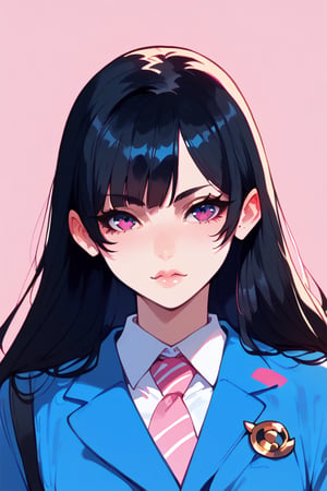 score_9, score_8_up, score_7_up, score_6_up, score_5_up, 1girl, 
1girl, long hair, black hair, pretty face, schoolgirl, white simple background, blue theme, pink theme, face close-up shot, 