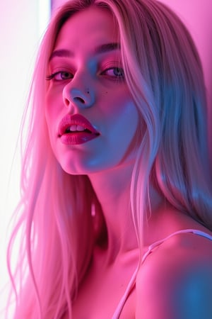 





Prompt: pretty woman, graphics interesting creative effect, white background neon lights, pink lips, glossy shiny reflective lips, long straight hair, snow white skin
