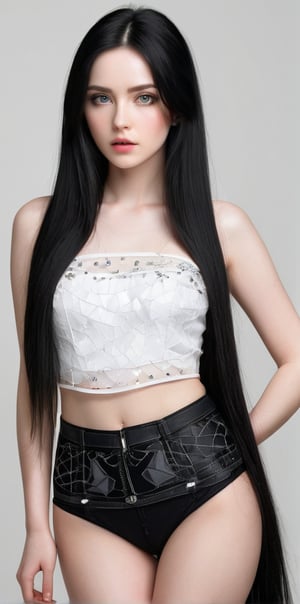 




	woman, random color eyes, fully black hair, pale white skin, 
	shiny small accessories, very little light makeup, 
	abstract white-black background, (white black background:1.1), 
	best photo quality, clear detailed texture, canon eos 80d photo, 
	, leaning standing pose, waist-up shot, 
extra details texture, absolute realistic photo, long straight hair, 
(digital art, ultra-realistic, high detail, high resolution, photorealistic), giving a surreal and captivating visual experience.