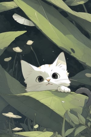 oil-painting, a cute cat in a beautiful forest with fungus and flowers, centered image, ultra detailed illustration, posing, (tetradic colors), whimsical, enchanting, fairy tale, (ink lines:1.1), strong outlines, art by MSchiffer, bold traces, unframed, high contrast, (cel-shaded:1.1), vector, 32k resolution, best quality, flat colors, flat lights,cat