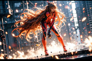 nijiMecha,lora:nijiMecha:0.85,(best quality, masterpiece, colorful, dynamic angle, highest detailed)(Asuka Langley),upper body photo,fashion photography of cute red long hair girl (Asuka Langley),dressing high detailed Evangelion red suit (high resolution textures),in dynamic pose,bokeh,(intricate details, full body, hyperdetailed:1.15),detailed,moonlight passing through hair,perfect night,(fantasy art background),(official art, extreme detailed, highest detailed),HDR+,ruanyi0137,souryuuasukalangley,Asuka Langley Soryu