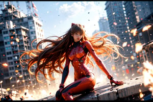 nijiMecha,lora:nijiMecha:0.85,(best quality, masterpiece, colorful, dynamic angle, highest detailed)(Asuka Langley),upper body photo,fashion photography of cute red long hair girl (Asuka Langley),dressing high detailed Evangelion red suit (high resolution textures),in dynamic pose,bokeh,(intricate details, full body, hyperdetailed:1.15),detailed,moonlight passing through hair,perfect night,(fantasy art background),(official art, extreme detailed, highest detailed),HDR+,ruanyi0137,souryuuasukalangley,Asuka Langley Soryu