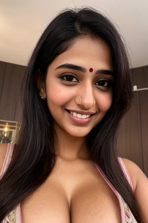 instagram photo, indian, close up, 23 year old girl , smile on face, cleavage,hd 