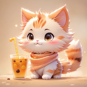 chibi cat, 1cat, drink boba,