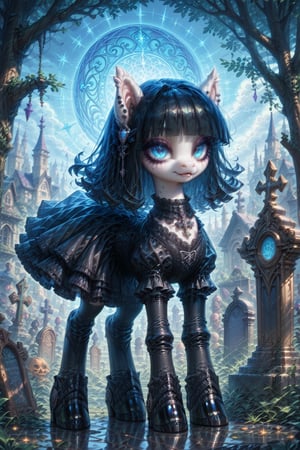 score_9,score_8_up,score_7_up,score_6_up, Gothic pony, goth fashion, glowing backlight, graveyard scene, glitter, whimsical, enchanted, magical, fantasy art concept, intricate details,


