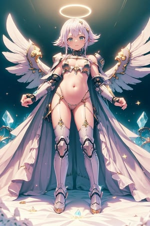 beautiful little girl, (crystal power armor), belly button, open shoulders, (power knuckles), the perfect body, (crystal little thongs), crystal hair, full body view,kardiaofrhodes
,StneRm,best quality,draconictech,blad4,blessedtech,GladysManityro