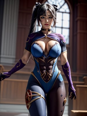 (masterpiece:1.2, best quality, absurdres, realistic), 1girl, ((huge breasts)), extremely muscular, huge muscles, bulging muscles, highly detailed muscles, perfect face, (big bright blue eyes, eyes wide open, looking at viewer), lace choker, church, alternate hairstyle, (long red hair), blush, shy and timid expression, detailed background, intricate, volumetric lighting, curvy, sexy, revealing attire, tight clothes, dark theme, Sexy Muscular, monadef