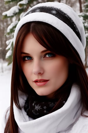 (masterpiece, best quality)     TifaFF7, 1girl, solo, long hair, red eyes, black hair, in a winter wonderland,TifaFF7