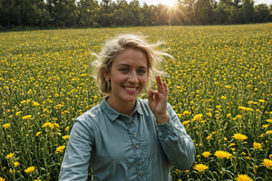 Title: "Blossoms of Gratitude: A Painter's Tribute"

In a sweeping tapestry of color and light, a young woman with a boyish charm and a radiant smile stands amidst a vibrant flower field, her short asymmetrical white hair catching the sunlight in a dance of brilliance. Her eyes, a vivid shade of green, sparkle with joy as she playfully flashes a ✌ (peace) sign with her hand, a gesture of gratitude and celebration that fills the air with a sense of warmth and happiness.

The flower field surrounding her is a symphony of hues, each petal a brushstroke of nature's own design. Blossoms in vivid shades of red, yellow, and purple sway gently in the breeze, their colors contrasting beautifully against the canvas of the clear, blue sky that stretches out above like a vast expanse of possibility and hope.

The sunlight bathes the scene in a soft, golden glow, casting gentle lens flares that add a touch of magic to the moment. The atmosphere is imbued with a sense of tranquility and serenity, the brightness of the light tempered by a softness that envelops the viewer in a cocoon of beauty and grace.

High above, elegant text floats in the sky, its message a testament to the artist's gratitude and appreciation. "Thank you 500 Followers" it reads, the words flowing like a gentle breeze through the heavens, a declaration of thanks that echoes across the vastness of the universe.

Every detail of the illustration is rendered with meticulous precision, from the intricate patterns of the flowers to the subtle nuances of the girl's features. The artist's technical skill is on full display, showcasing a mastery of craft that elevates the scene to a work of extraordinary beauty and complexity.

The mood of the piece is one of jubilation and energy, a celebration of reaching a milestone that is both meaningful and significant. The colors sing with vibrancy, each hue harmonizing with the next to create a visual symphony that uplifts the spirit and fills the heart with joy.

Authored by kyo8sai, this magnificent creation stands as a testament to the artist's creative prowess and was brought to life on 2024-09-14.The painting is signed 'kyo8sai' on the edge.

"Blossoms of Gratitude: A Painter's Tribute" is a testament to the power of art to convey emotions and express gratitude in a language that transcends words. Through the lens of this exquisite illustration, viewers are invited to bask in the glow of appreciation and revel in the beauty of nature's own creation, a canvas painted with love and gratitude for all to behold.