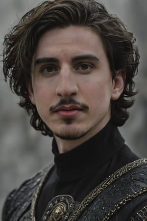 Hyperrealistic photo, Pale Skin, Portrait of a hybridization between Timothée Chalamet face and Adam Driver face , detailed symmetrical face , 4k textures, symmetrical eyes,RAW photo, 4k, masterpiece, high-res, extremely intricate, high detailed skin,1.2 prfm style, symmetrical face, closed lips, almond-shaped black eyes, crystal obsidian grim armour, perfect composition, beautiful detailed intricate insanely detailed, 8k artistic photography, photorealistic concept art, soft natural volumetric cinematic perfect light. hunter eyes, natural light, intense, perfect face, RAW, analogue, Nikon Z 85 mm.
,detailmaster2,Movie Still,male