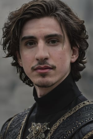 Hyperrealistic photo, Pale Skin, Portrait of a hybridization between Timothée Chalamet face and Adam Driver face , detailed symmetrical face , 4k textures, symmetrical eyes,RAW photo, 4k, masterpiece, high-res, extremely intricate, high detailed skin,1.2 prfm style, symmetrical face, closed lips, almond-shaped black eyes, crystal obsidian grim armour, perfect composition, beautiful detailed intricate insanely detailed, 8k artistic photography, photorealistic concept art, soft natural volumetric cinematic perfect light. hunter eyes, natural light, intense, perfect face, RAW, analogue, Nikon Z 85 mm.
,detailmaster2,Movie Still,male