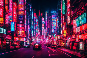 neon internal city at night, cyber, cyberpunk, Tokyo neon light, night time, buildings, high_resolution, high detailed, realistic, ultra realistic, real photography, traffic, vehicle, 