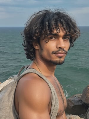 black man, Perfect (((Hands)), perfect ((fingers)),A young man, half-length, with a slight smile and looking at the camera. Perspective and quality: frontal, 10k, focus on face, high detail. Determining mood: hyperrealistic, realistic style, white background, soft light, vivid colors, symmetrical face, pure black almond-shaped eyes, crystal clear black skin, realistic looking eyes, black lips, thin eyebrows, long eyelashes, black eyeshadow, Extremely Realistic,inst4 style,