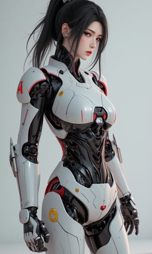 A photorealistic image of a woman,cyborg samurai,mecha body, robot joints,LXflux