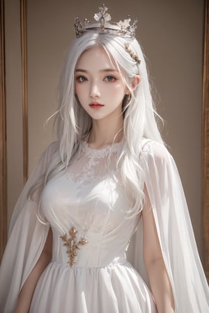 (masterpiece),(best quality),(ultra detailed),1girl,solo,hip up,closed mouth,colored dress,crown,accessories, BREAK
(white hair color:1.05)