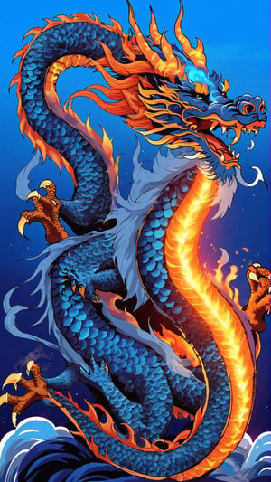 High Quality, Lossless, Clean, Raw, High Quality, Lossless, Clean, Raw, HD, Strange Dragón, 
Multires noise a dragon, flame, open mouth, chinese dragon, horns, teeth, no humans, fangs fire, sharp teeth, claws, dragon scales, eastern dragon, breathing fire ,Strange Dragón, blue flames, in sky, realistic 