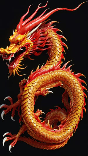 High Quality, Lossless, Clean, Raw, High Quality, Lossless, Clean, Raw, HD, Strange Dragón, 
Chinese dragon, dragon, red dragon, horns, teeth, realistic, 3D, dragón fire