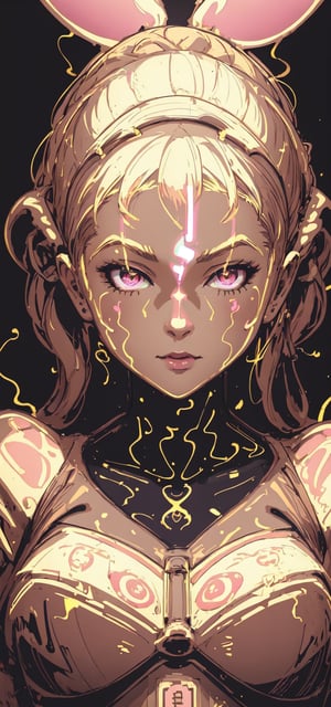 1girl, (((((glow art)))))
, simple background, High detailed , Detailed face, highres,glowing gold