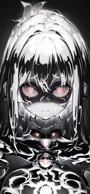 1girl, (((((glow art))))), (((glowing eyes, glowing hairs))), (black and white, monochrom)


, simple background, High detailed , Detailed face, highres