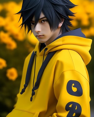 Sasuke uchiha,女孩,旗袍,Dream, cute boy on a yellow black hoodie, in the style of yuumei, realistic hyper - detailed rendering, yumihiko amano, zhang jingna, wiccan, trace monotone, rtx on ,細緻的背景,indian boy, various poses 