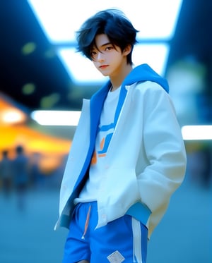 Happy ace,女孩,旗袍,Dream, cute boy on a Orange hat, white jacket, blue shorts in the style of yuumei, realistic hyper - detailed rendering, yumihiko amano, zhang jingna, wiccan, trace monotone, rtx on ,細緻的背景, indian boy, various poses , 