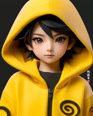 Happy Naruto uzumaki,女孩,旗袍,Dream, 10 year cute boy on a yellow black hoodie, in the style of yuumei, realistic hyper - detailed rendering, yumihiko amano, zhang jingna, wiccan, trace monotone, rtx on ,細緻的背景,indian boy, various poses 