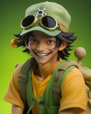 Happy usopp,女孩,旗袍,Dream, 10 year cute boy on a Green cap, orange goggles, green overalls, yellow shirt, in the style of yuumei, realistic hyper - detailed rendering, yumihiko amano, zhang jingna, wiccan, trace monotone, rtx on ,細緻的背景, indian skeleton, various poses , onepiece anime, 