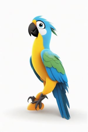 Place a single freindly cartoon parot
 on a pure white  background


