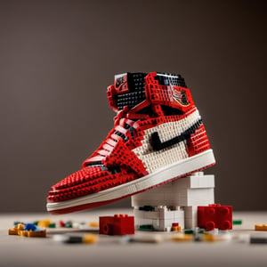 absolute real nike air jordan 1 themed lego, photo studio, studio lights