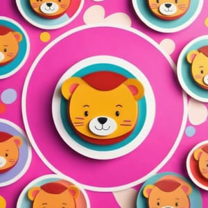male super cute male lion inside a circle background, colorful, very clear, very creative, beautiful,  exceptional cute lion anatomy ,toy_face