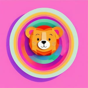 male super cute male lion inside a circle background, colorful, very clear, very creative, beautiful,  exceptional cute lion anatomy ,toy_face
