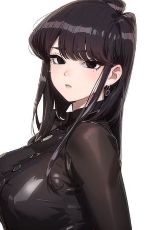 Shoko Komi, (Black hair, long loose hair, black hair, bangs:1.2), (Black eyes, shiny black eyes:1.3), extremely detailed face, perfect lighting, extremely detailed CG, (perfect hands, perfect anatomy), busty, black clothes








