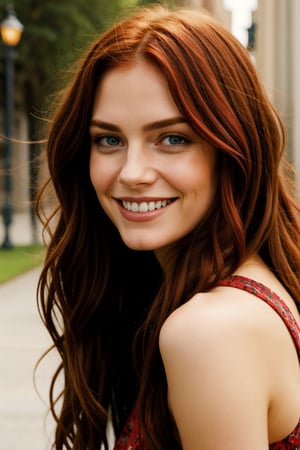 beautiful red hair woman, sultry smile