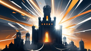 4k, masterpiece, Italian castle city, (trendwhore style:1.4), ((bursting abstract lightwaves)), abstract art explosion, abstract light rays, abstract mecha pieces, robot parts, shattered reality, ((bursting light rays),   orange theme. sharp details. BREAK highest quality, detailed and intricate, original artwork, trendy, vector art, award-winning, artint, SFW, ,night city,DonMW15pXL,itacstl