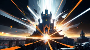 4k, masterpiece, Italian castle city, (trendwhore style:1.4), ((bursting abstract lightwaves)), abstract art explosion, abstract light rays, abstract mecha pieces, robot parts, shattered reality, ((bursting light rays),   orange theme. sharp details. BREAK highest quality, detailed and intricate, original artwork, trendy, vector art, award-winning, artint, SFW, ,night city,DonMW15pXL,itacstl