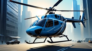 4k, masterpiece, abstract helicopter, (trendwhore style:1.4), abstract art, abstract sunlight, abstract   blue theme. cityscape background, sharp details. BREAK highest quality, detailed and intricate, original artwork, trendy, vector art, award-winning, artint, SFW, ,night city,DonMW15pXL,