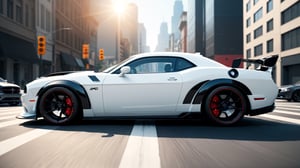 4k, masterpiece, dodge hellcat (trendwhore style:1.4), abstract art, abstract sunlight, abstract white theme. cityscape background, sharp details. BREAK highest quality, detailed and intricate, original artwork, trendy, vector art, award-winning, artint, SFW, ,night city,DonMW15pXL,